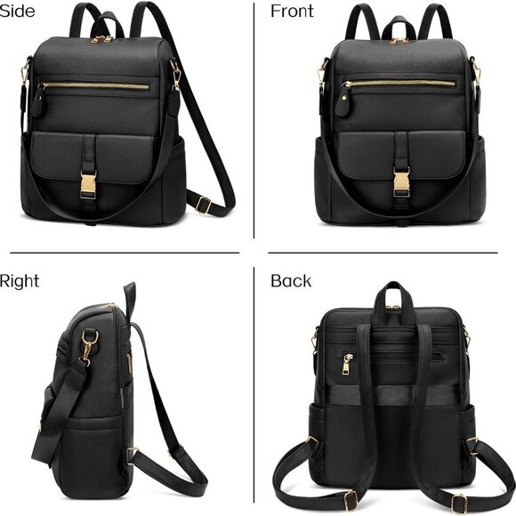 Leather Backpack for Women Anti-Theft Travel Work School with Luggage Strap main image 6